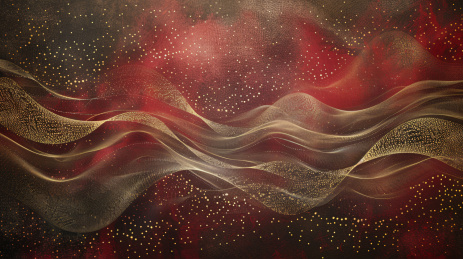 金色网点网格红色波浪抽象背景