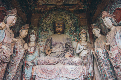 中国四大石窟之一，甘肃天水麦积山石窟