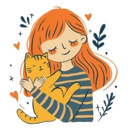 抱着猫的女孩