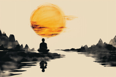 禅修瑜伽修行打坐插画