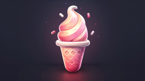 3D可爱美味诱人甜筒冰淇淋渲染