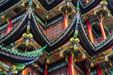 重庆鸿恩寺森林公园鸿恩阁局部特写