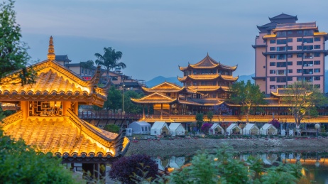 云南红河屏边滴水苗城城市景观