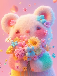 毛毡抱着手捧花的人