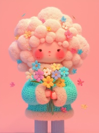 毛毡抱着手捧花的人