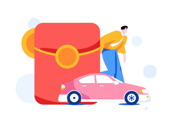 为汽车购买保险扁平人物矢量概念运营插画
