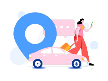 为汽车购买保险扁平人物矢量概念运营插画