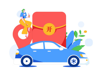 为汽车购买保险扁平人物矢量概念运营插画