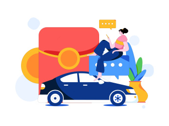 为汽车购买保险扁平人物矢量概念运营插画
