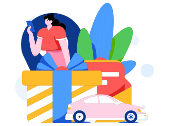 为汽车购买保险扁平人物矢量概念运营插画