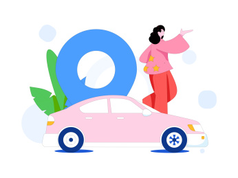 为汽车购买保险扁平人物矢量概念运营插画