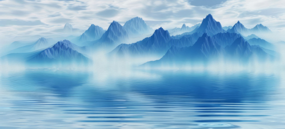 壮观的蓝色山脉和湖泊