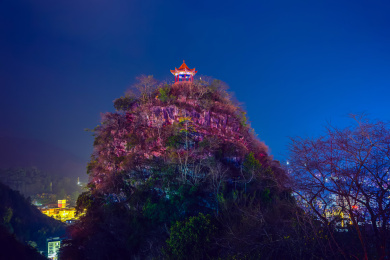 中国广西河池巴马母鸡山夜景