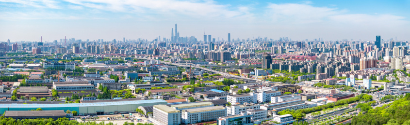 航拍上海城市公园共青森林公园都市风景