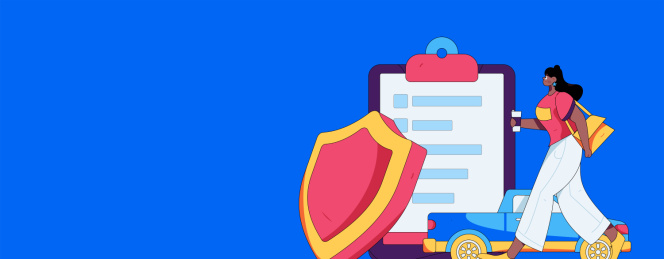 为汽车购买保险扁平人物矢量概念运营插画