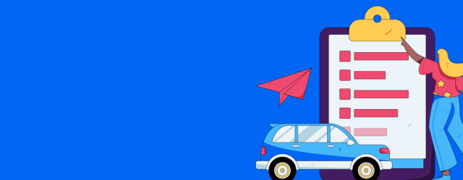 为汽车购买保险扁平人物矢量概念运营插画