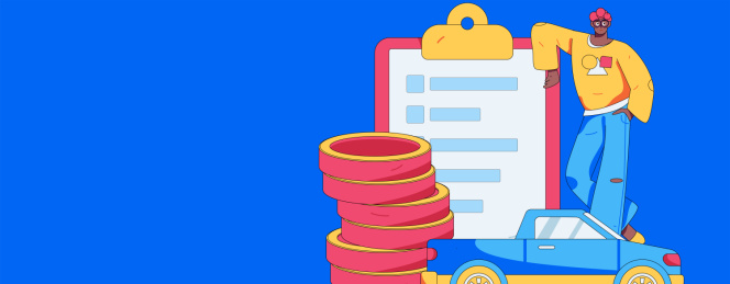 为汽车购买保险扁平人物矢量概念运营插画