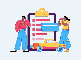 为汽车购买保险扁平人物矢量概念运营插画