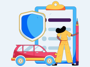 为汽车购买保险扁平人物矢量概念运营插画