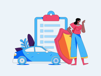 为汽车购买保险扁平人物矢量概念运营插画