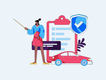 为汽车购买保险扁平人物矢量概念运营插画