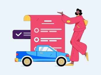 为汽车购买保险扁平人物矢量概念运营插画