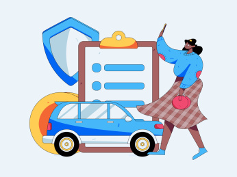 为汽车购买保险扁平人物矢量概念运营插画