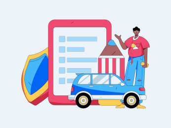 为汽车购买保险扁平人物矢量概念运营插画