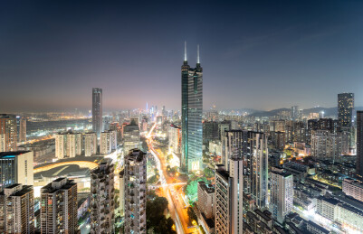 深圳市罗湖区城市天际线罗湖夜景
