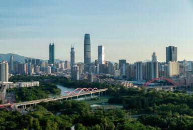 深圳市罗湖区洪湖公园城市天际线