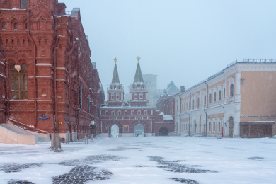 俄罗斯莫斯科雪中的红场