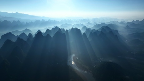 广西桂林喀斯特地貌航拍风光