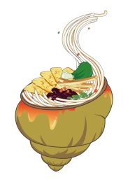 美味的广西柳州螺蛳粉 在螺里装着粉条