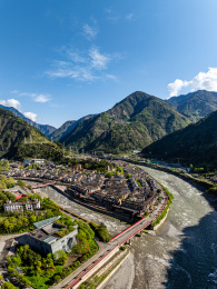 中国四川阿坝汶川映秀航拍