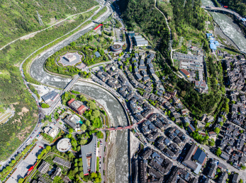 中国四川阿坝汶川映秀航拍