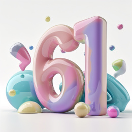 61立体彩色数字 3D渲染 儿童节