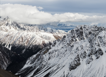 中国西藏 横断山脉冬季风光雪景 高原 
