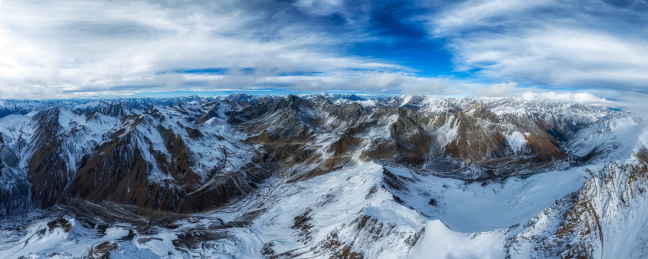 中国西藏高原横断山脉冬季风光雪景