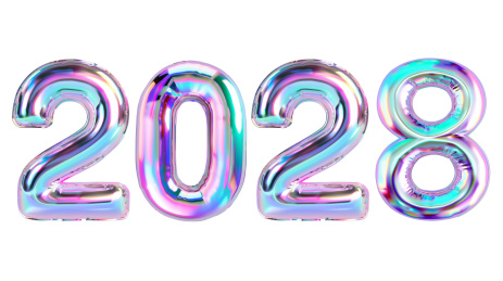 蓝紫色炫彩气球立体数字2028