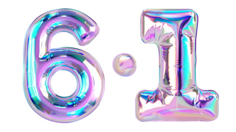 蓝紫色炫彩气球立体数字61