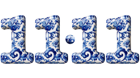 蓝色青花数字1111