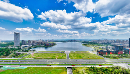 成都天府新区兴隆湖全景航拍