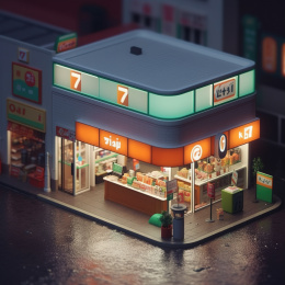 夜景咖啡馆外景迷你景观