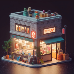 夜景咖啡馆外景迷你景观