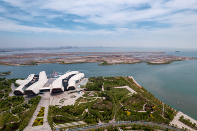 天津生态城南湾公园国家海洋博物馆城市风光