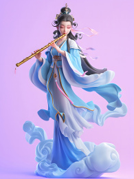 吹笛子的古代女孩