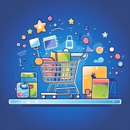 装满食品杂货的购物车