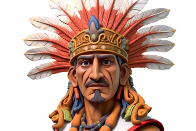 身穿传统服饰的美洲原住民男子肖像