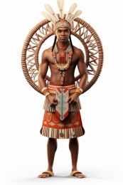 身穿传统服饰的美国原住民男子肖像