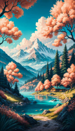 宁静的风光风景印象派绘画